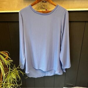 Joe Fresh Women's Blue Sheer Long Sleeve Blouse size XL